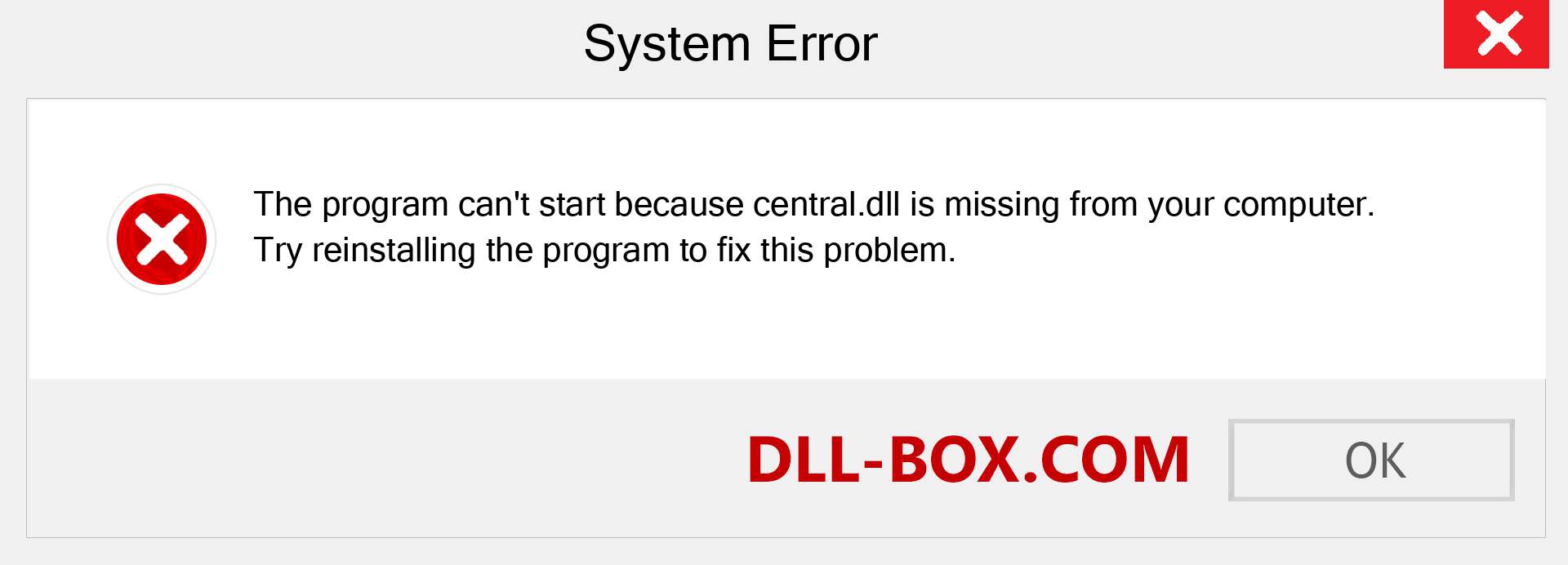  central.dll file is missing?. Download for Windows 7, 8, 10 - Fix  central dll Missing Error on Windows, photos, images